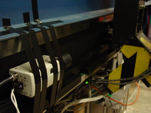Camera setup to view bottom mirror of V periscope